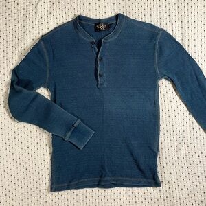 RRL Indigo Dyed Thermal Henley Mens Small
